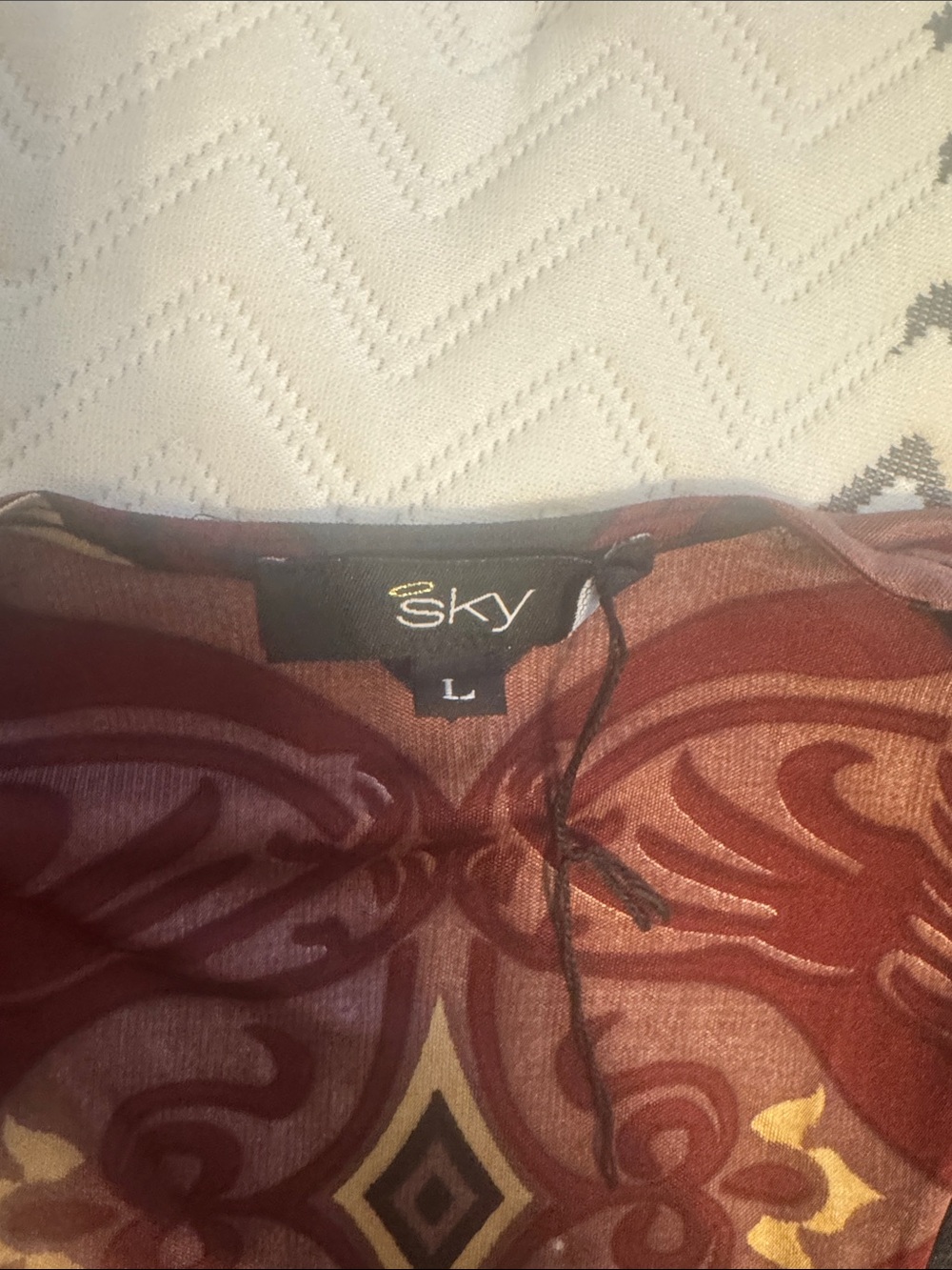 Sky Burgundy, Black & Gold V-Neck Boho Maxi Dress - Picture 2 of 4